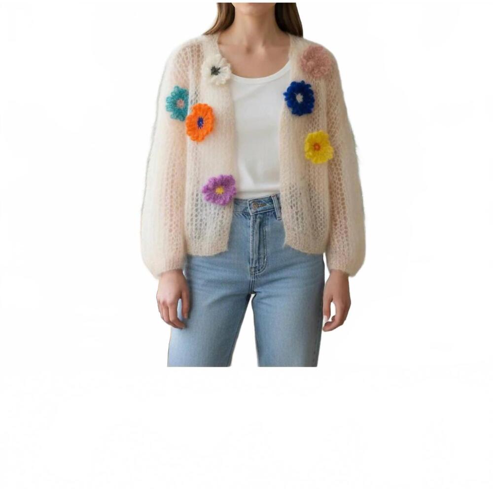 NEW MAIAMI mohair bomber cardigan in soft apricot (1042)